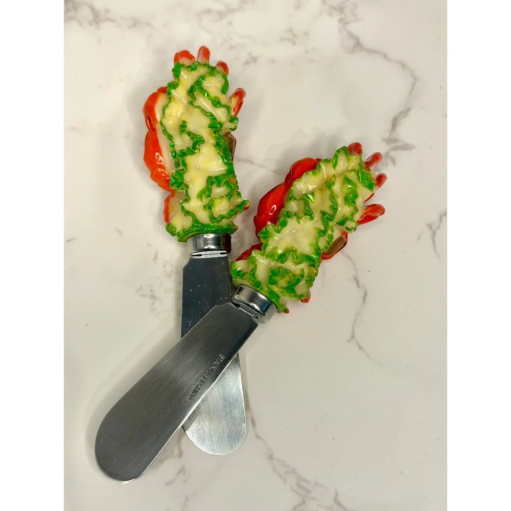Vintage Crab Cheese Spreader Set of 2 Stainless Steel Coastal Nautical Decor